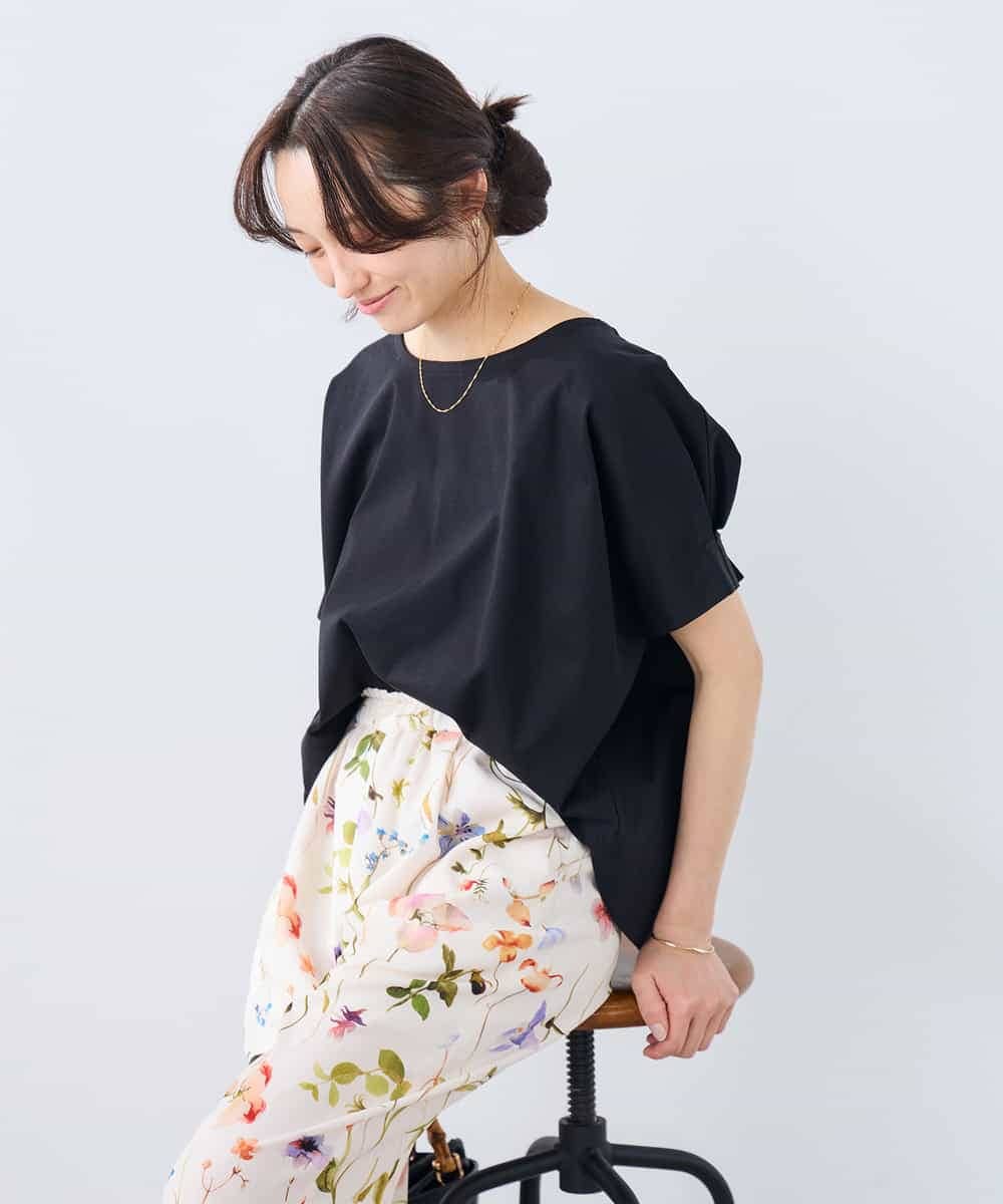 K3KGD37035 a.v.v Elmi(アー・ヴェ・ヴェ) 【低身長サイズ】タックドルマンスリーブカットソー【接触冷感/UVカット/コットン 100%】 オレンジ