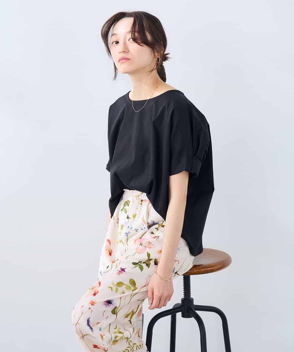 K3KGD37035 a.v.v Elmi(アー・ヴェ・ヴェ) 【低身長サイズ】タックドルマンスリーブカットソー【接触冷感/UVカット/コットン 100%】 オレンジ