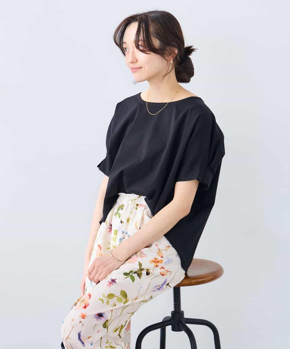 K3KGD37035 a.v.v Elmi(アー・ヴェ・ヴェ) 【低身長サイズ】タックドルマンスリーブカットソー【接触冷感/UVカット/コットン 100%】 オレンジ