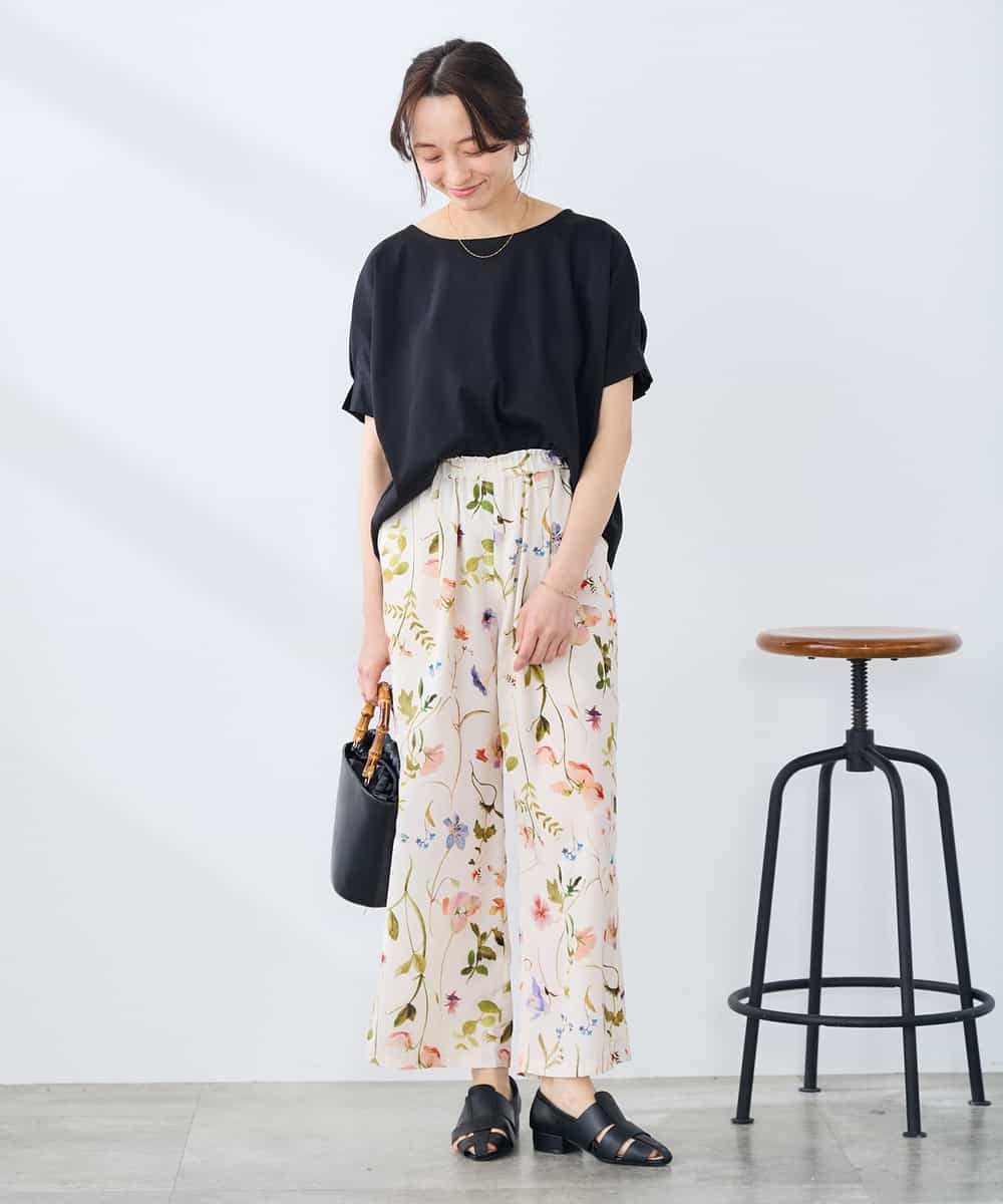 K3KGD37035 a.v.v Elmi(アー・ヴェ・ヴェ) 【低身長サイズ】タックドルマンスリーブカットソー【接触冷感/UVカット/コットン 100%】 オレンジ