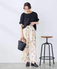 K3KGD37035 a.v.v Elmi(アー・ヴェ・ヴェ) 【低身長サイズ】タックドルマンスリーブカットソー【接触冷感/UVカット/コットン 100%】 オレンジ