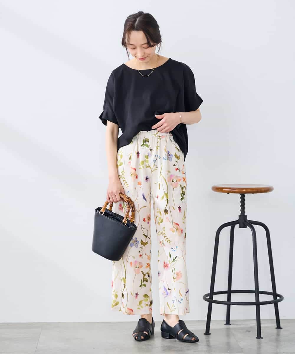 K3KGD37035 a.v.v Elmi(アー・ヴェ・ヴェ) 【低身長サイズ】タックドルマンスリーブカットソー【接触冷感/UVカット/コットン 100%】 オレンジ