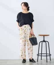 K3KGD37035 a.v.v Elmi(アー・ヴェ・ヴェ) 【低身長サイズ】タックドルマンスリーブカットソー【接触冷感/UVカット/コットン 100%】 オレンジ