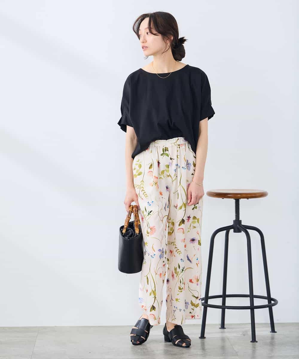 K3KGD37035 a.v.v Elmi(アー・ヴェ・ヴェ) 【低身長サイズ】タックドルマンスリーブカットソー【接触冷感/UVカット/コットン 100%】 オレンジ