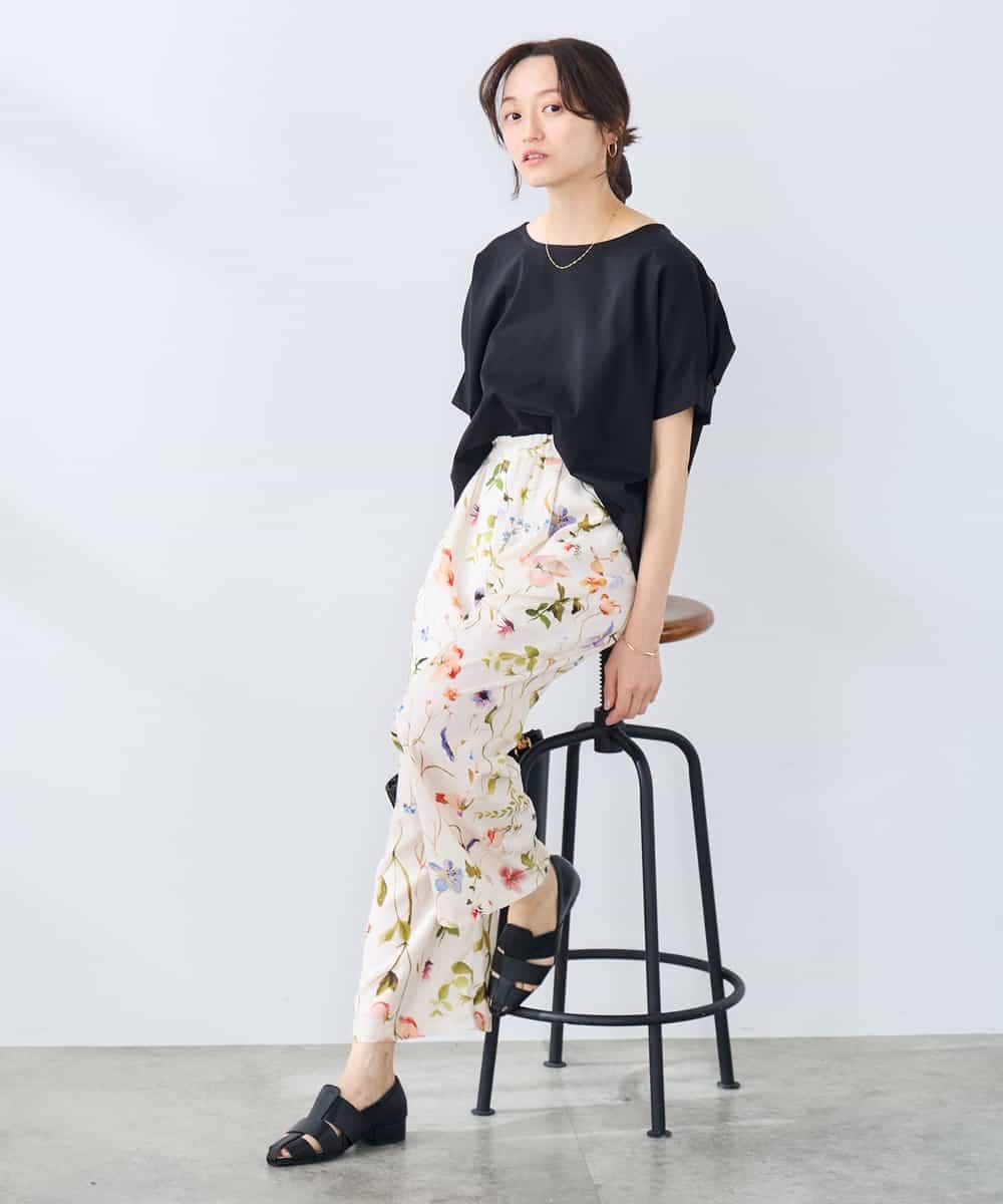 K3KGD37035 a.v.v Elmi(アー・ヴェ・ヴェ) 【低身長サイズ】タックドルマンスリーブカットソー【接触冷感/UVカット/コットン 100%】 オレンジ