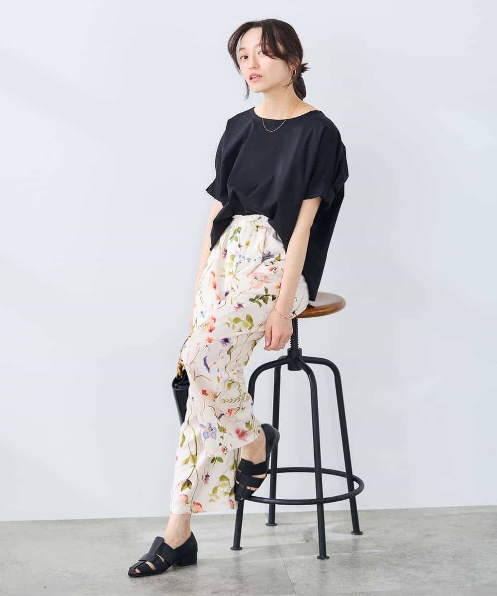 K3KGD37035 a.v.v Elmi(アー・ヴェ・ヴェ) 【低身長サイズ】タックドルマンスリーブカットソー【接触冷感/UVカット/コットン 100%】 オレンジ