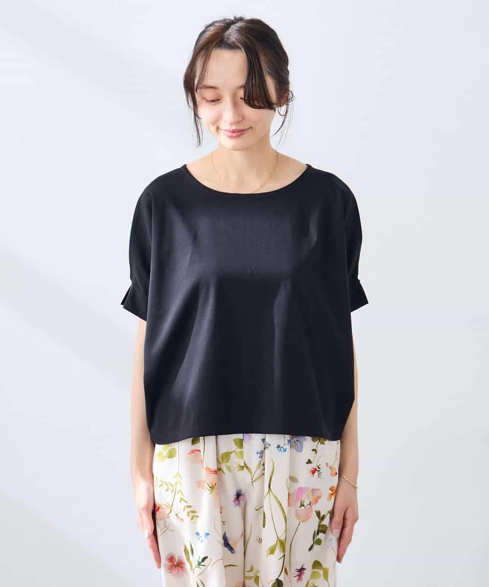 K3KGD37035 a.v.v Elmi(アー・ヴェ・ヴェ) 【低身長サイズ】タックドルマンスリーブカットソー【接触冷感/UVカット/コットン 100%】 オレンジ