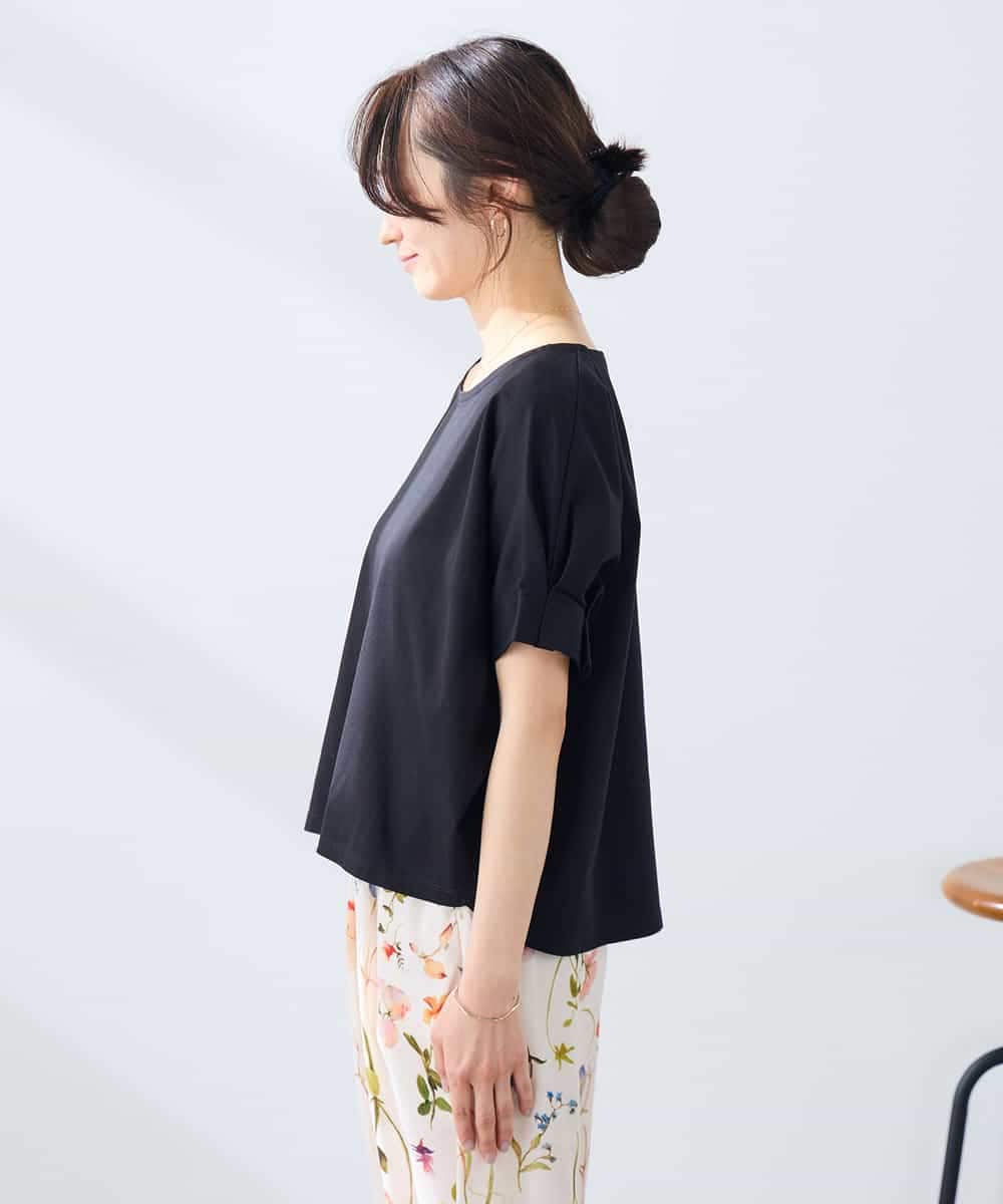 K3KGD37035 a.v.v Elmi(アー・ヴェ・ヴェ) 【低身長サイズ】タックドルマンスリーブカットソー【接触冷感/UVカット/コットン 100%】 オレンジ