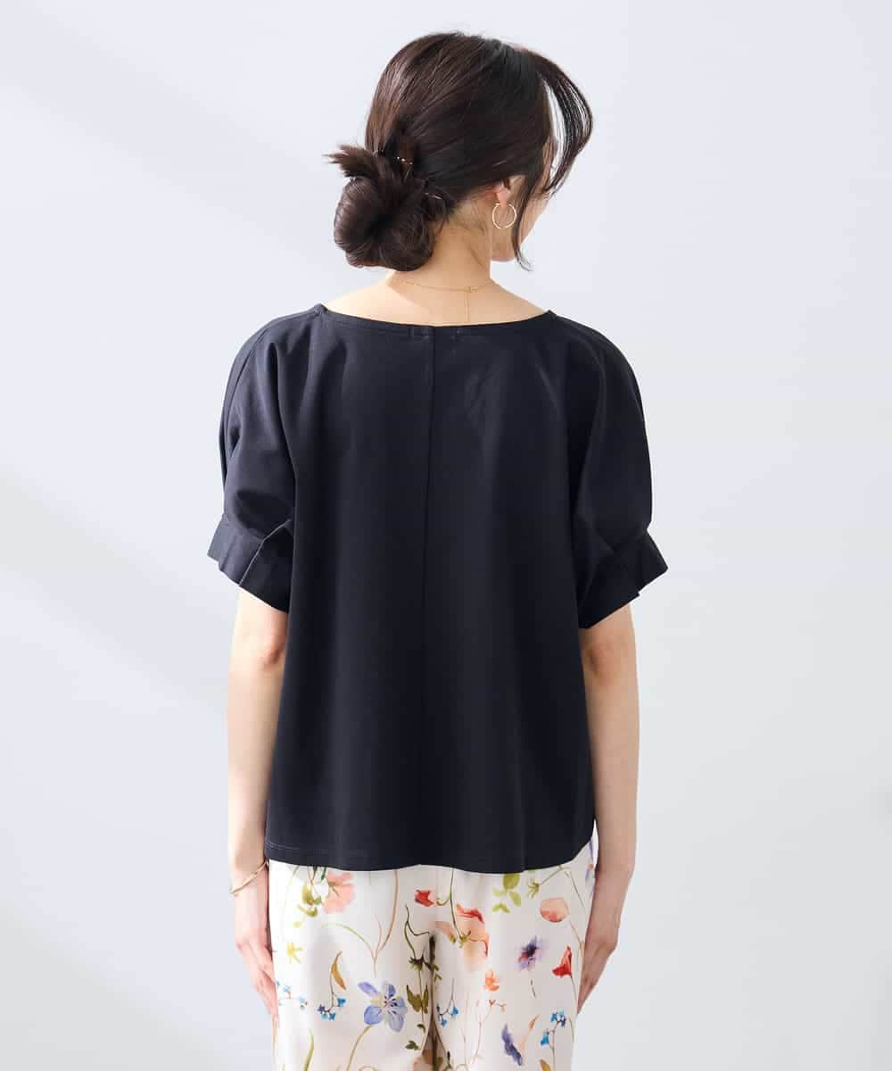 K3KGD37035 a.v.v Elmi(アー・ヴェ・ヴェ) 【低身長サイズ】タックドルマンスリーブカットソー【接触冷感/UVカット/コットン 100%】 オレンジ