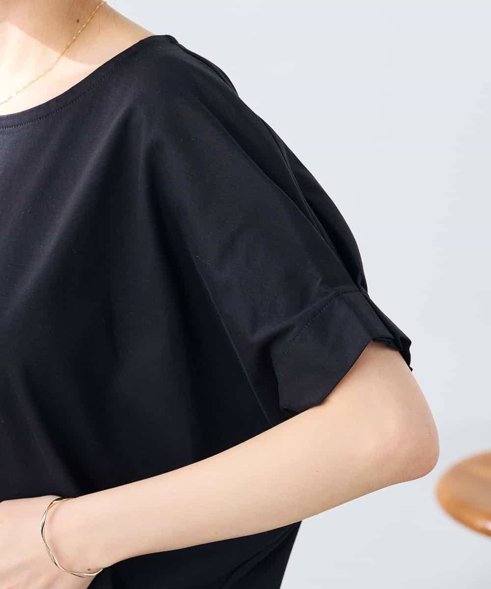 K3KGD37035 a.v.v Elmi(アー・ヴェ・ヴェ) 【低身長サイズ】タックドルマンスリーブカットソー【接触冷感/UVカット/コットン 100%】 オレンジ