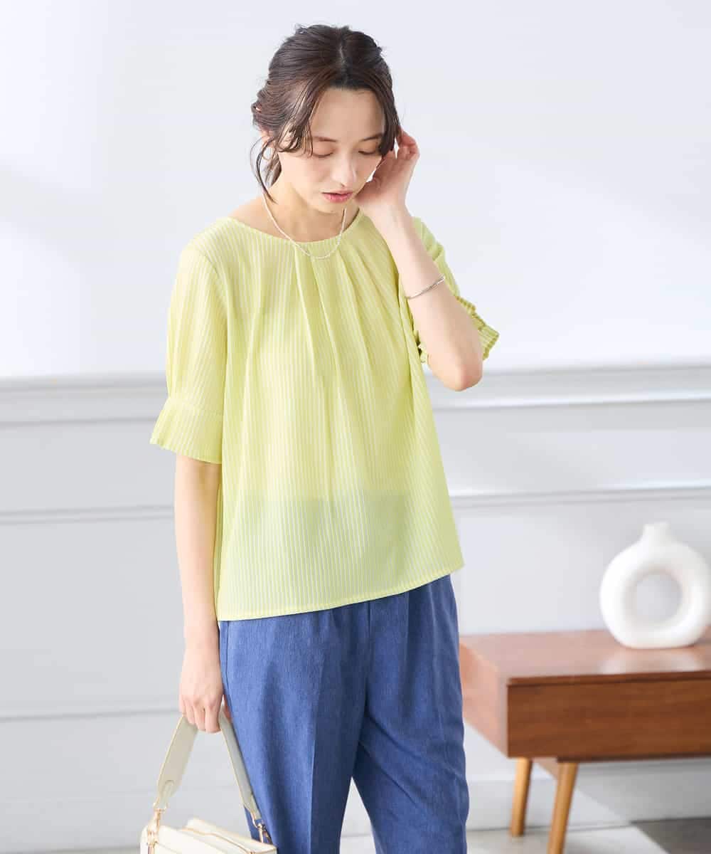 K3KHD40039 a.v.v Elmi(アー・ヴェ・ヴェ) 【低身長サイズ】タックパフスリーブトップス ライトイエロー