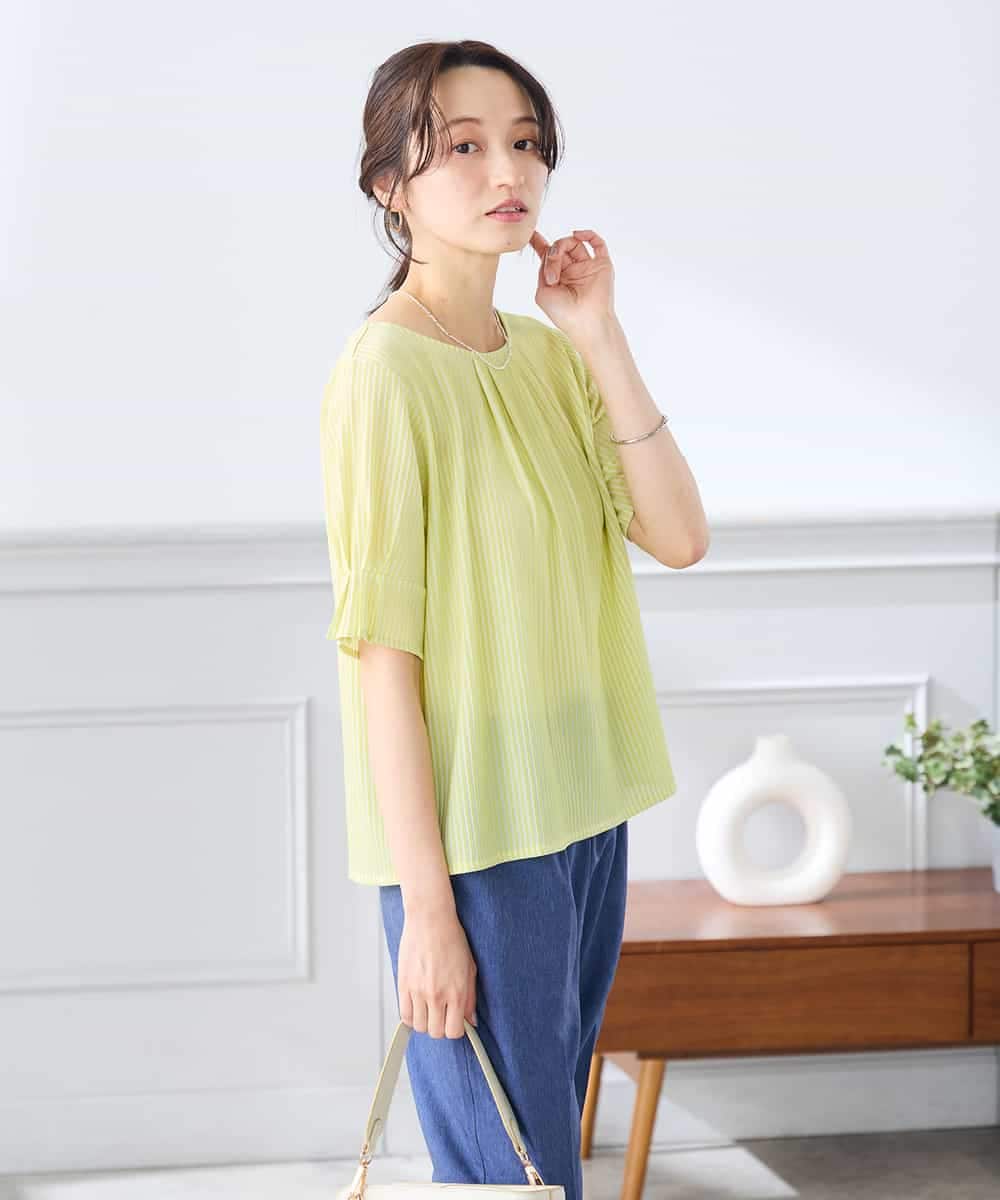 K3KHD40039 a.v.v Elmi(アー・ヴェ・ヴェ) 【低身長サイズ】タックパフスリーブトップス ライトイエロー