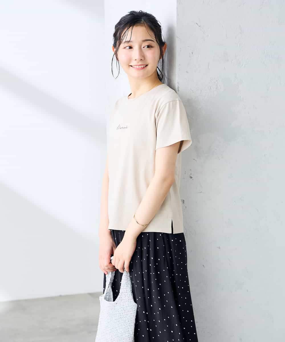K3KHD54029 a.v.v Elmi(アー・ヴェ・ヴェ) 【低身長サイズ】コンパクトロゴTシャツ【接触冷感/UVカット/コットン100%】 グレージュ