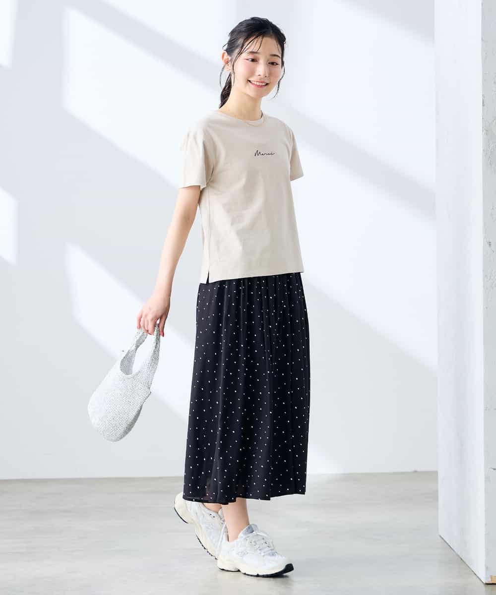 K3KHD54029 a.v.v Elmi(アー・ヴェ・ヴェ) 【低身長サイズ】コンパクトロゴTシャツ【接触冷感/UVカット/コットン100%】 グレージュ