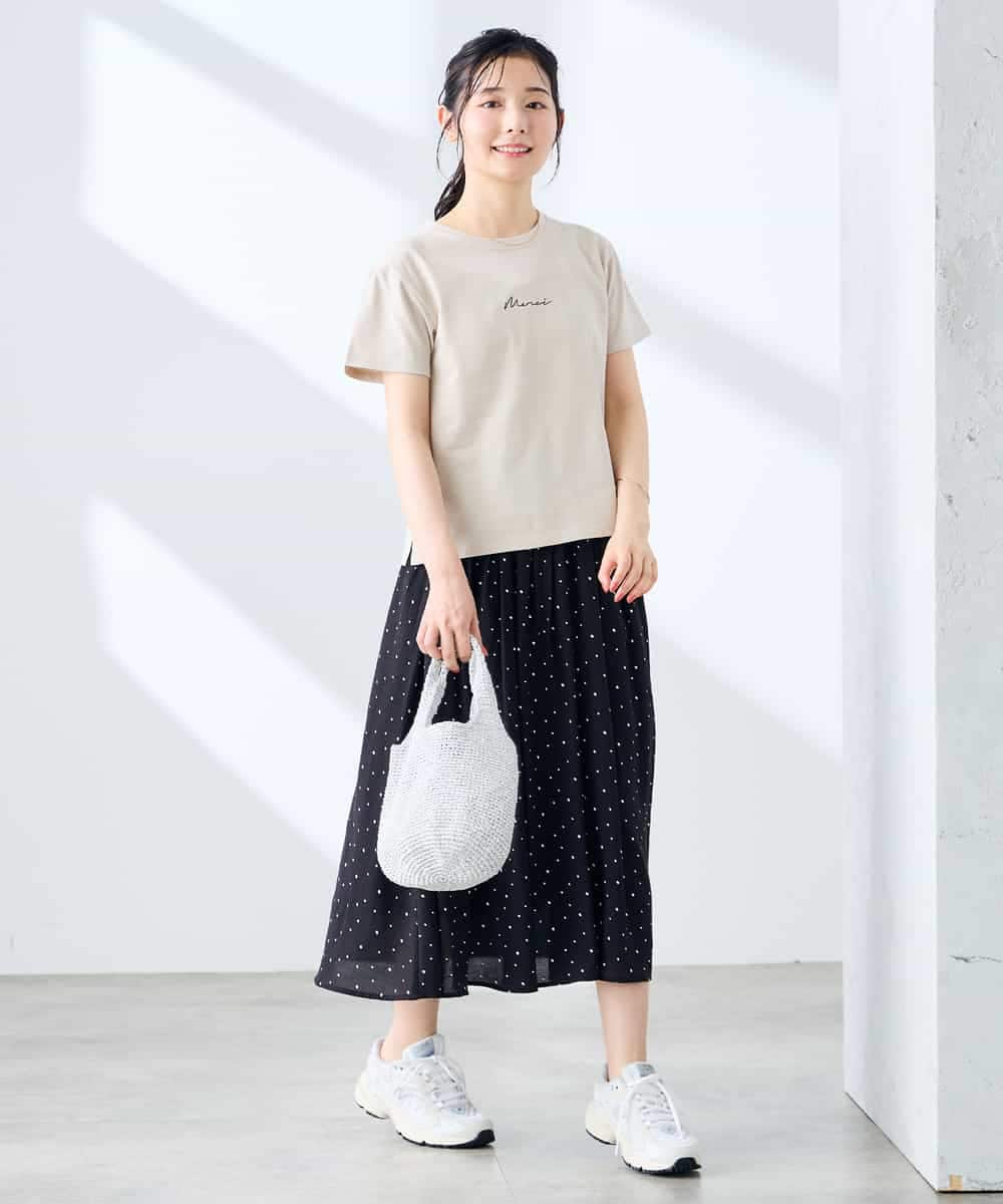 K3KHD54029 a.v.v Elmi(アー・ヴェ・ヴェ) 【低身長サイズ】コンパクトロゴTシャツ【接触冷感/UVカット/コットン100%】 グレージュ