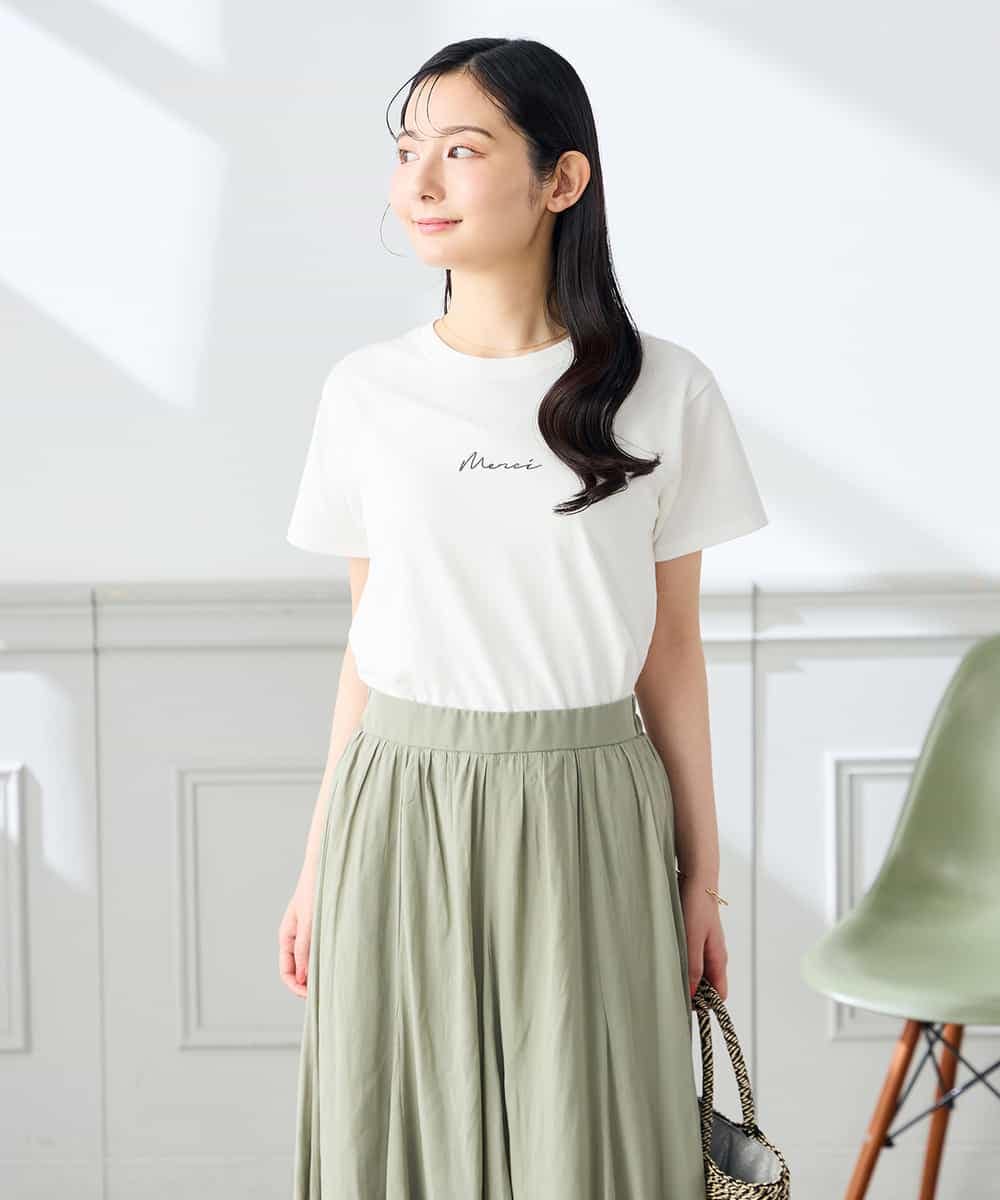 K3KHD54029 a.v.v Elmi(アー・ヴェ・ヴェ) 【低身長サイズ】コンパクトロゴTシャツ【接触冷感/UVカット/コットン100%】 グレージュ