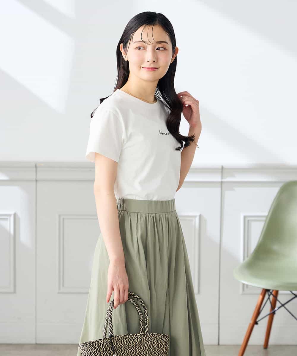 K3KHD54029 a.v.v Elmi(アー・ヴェ・ヴェ) 【低身長サイズ】コンパクトロゴTシャツ【接触冷感/UVカット/コットン100%】 グレージュ
