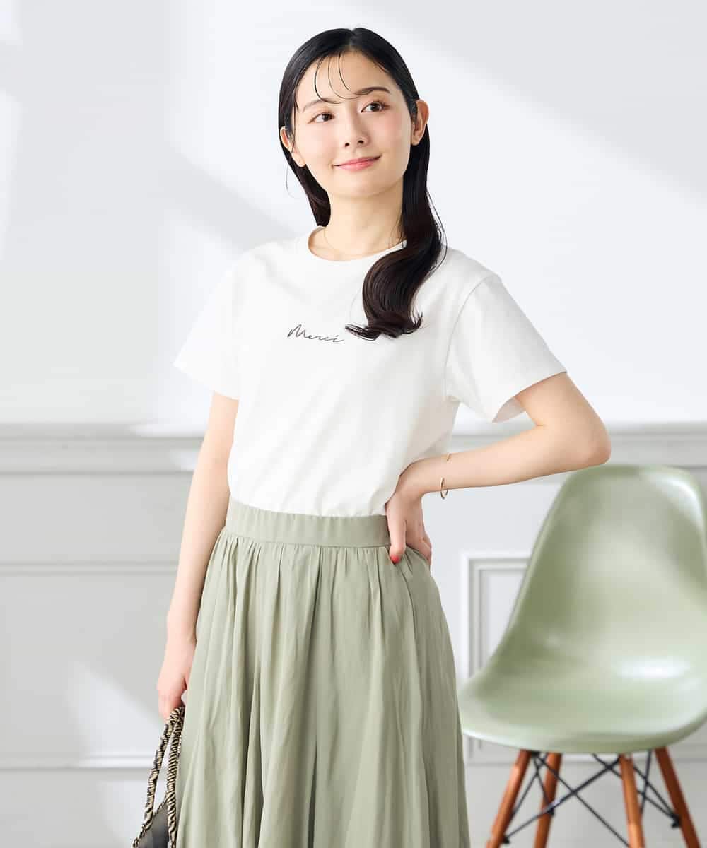K3KHD54029 a.v.v Elmi(アー・ヴェ・ヴェ) 【低身長サイズ】コンパクトロゴTシャツ【接触冷感/UVカット/コットン100%】 グレージュ