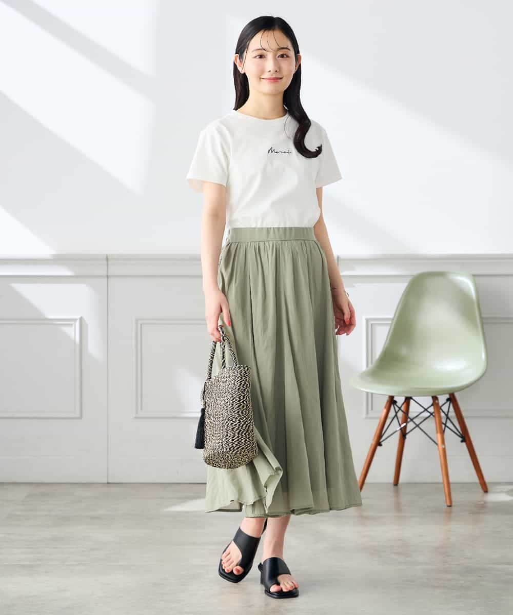K3KHD54029 a.v.v Elmi(アー・ヴェ・ヴェ) 【低身長サイズ】コンパクトロゴTシャツ【接触冷感/UVカット/コットン100%】 グレージュ