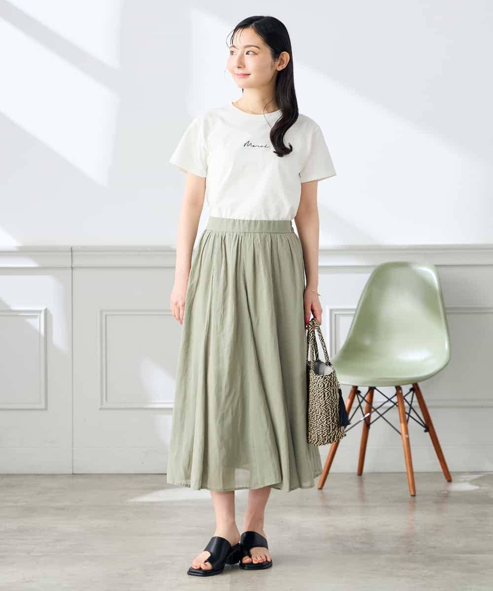 K3KHD54029 a.v.v Elmi(アー・ヴェ・ヴェ) 【低身長サイズ】コンパクトロゴTシャツ【接触冷感/UVカット/コットン100%】 グレージュ