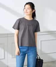 K3KHD54029 a.v.v Elmi(アー・ヴェ・ヴェ) 【低身長サイズ】コンパクトロゴTシャツ【接触冷感/UVカット/コットン100%】 グレージュ
