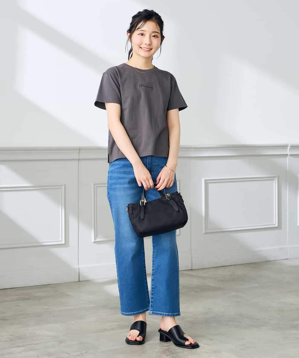 K3KHD54029 a.v.v Elmi(アー・ヴェ・ヴェ) 【低身長サイズ】コンパクトロゴTシャツ【接触冷感/UVカット/コットン100%】 グレージュ