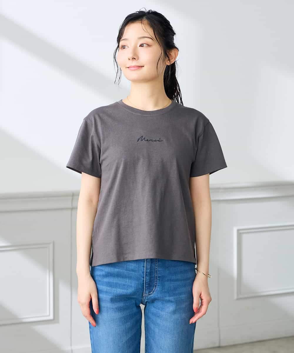 K3KHD54029 a.v.v Elmi(アー・ヴェ・ヴェ) 【低身長サイズ】コンパクトロゴTシャツ【接触冷感/UVカット/コットン100%】 グレージュ