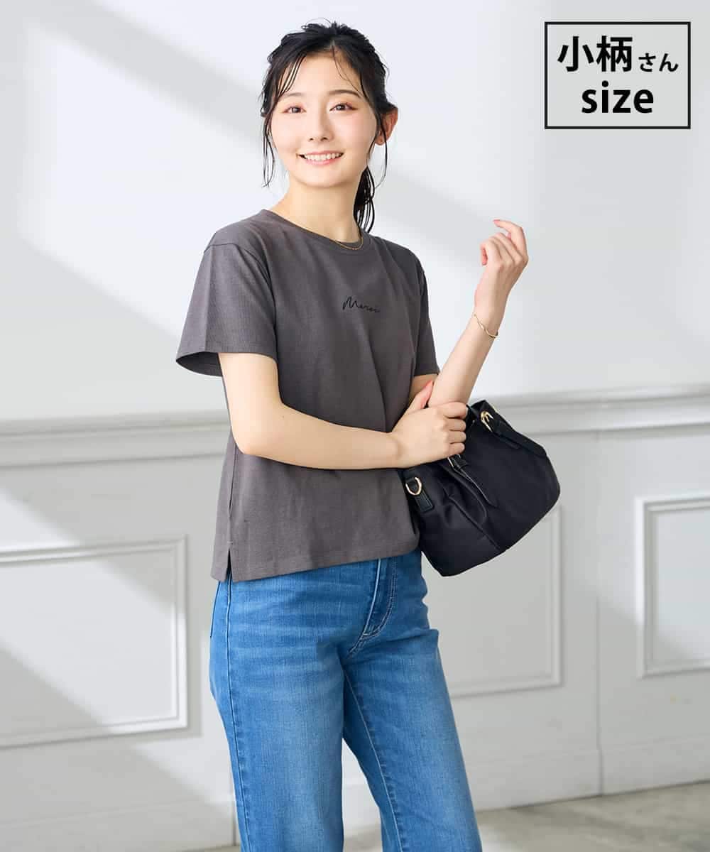 K3KHD54029 a.v.v Elmi(アー・ヴェ・ヴェ) 【低身長サイズ】コンパクトロゴTシャツ【接触冷感/UVカット/コットン100%】 ダークグレー