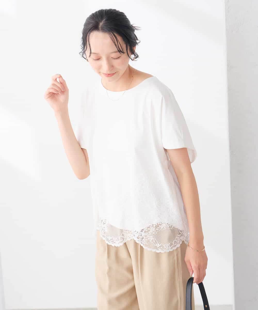 K3KID33044 a.v.v Elmi(アー・ヴェ・ヴェ) 【低身長サイズ】ウェーブレースヘムTシャツ ブラウン