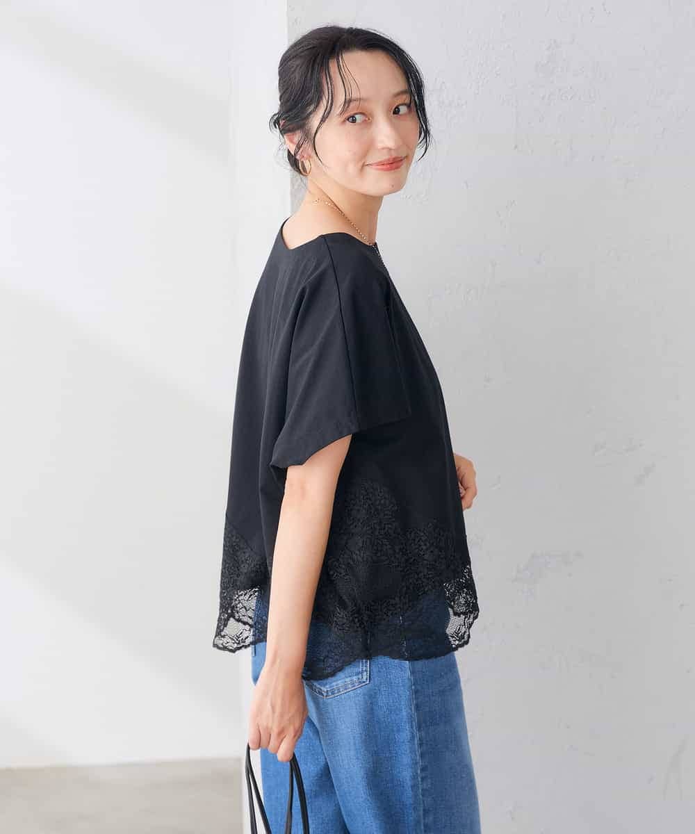 K3KID33044 a.v.v Elmi(アー・ヴェ・ヴェ) 【低身長サイズ】ウェーブレースヘムTシャツ ブラウン