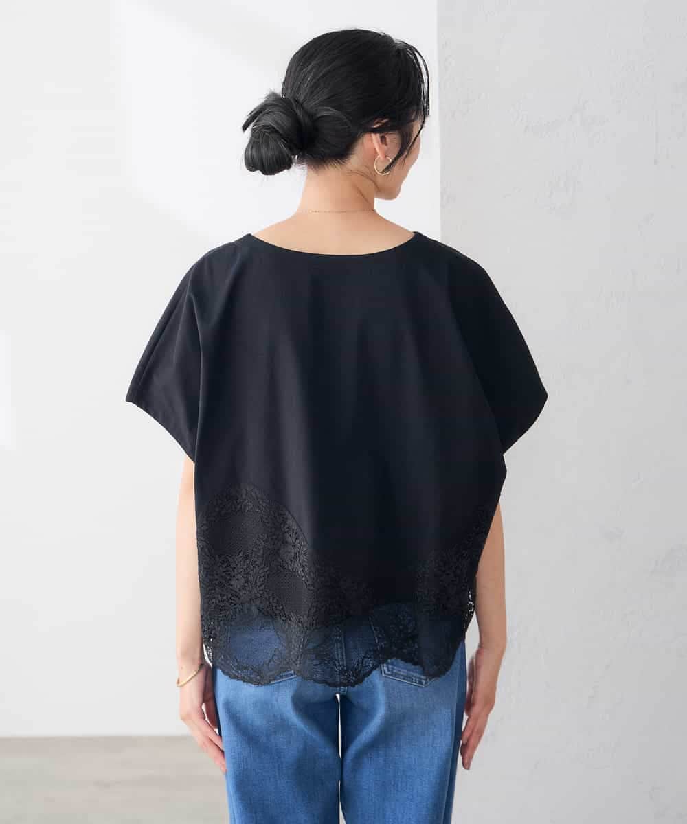 K3KID33044 a.v.v Elmi(アー・ヴェ・ヴェ) 【低身長サイズ】ウェーブレースヘムTシャツ ブラウン