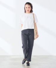 K3KID48035 a.v.v Elmi(アー・ヴェ・ヴェ) 【低身長サイズ/接触冷感】クロップドロゴTシャツ ホワイト