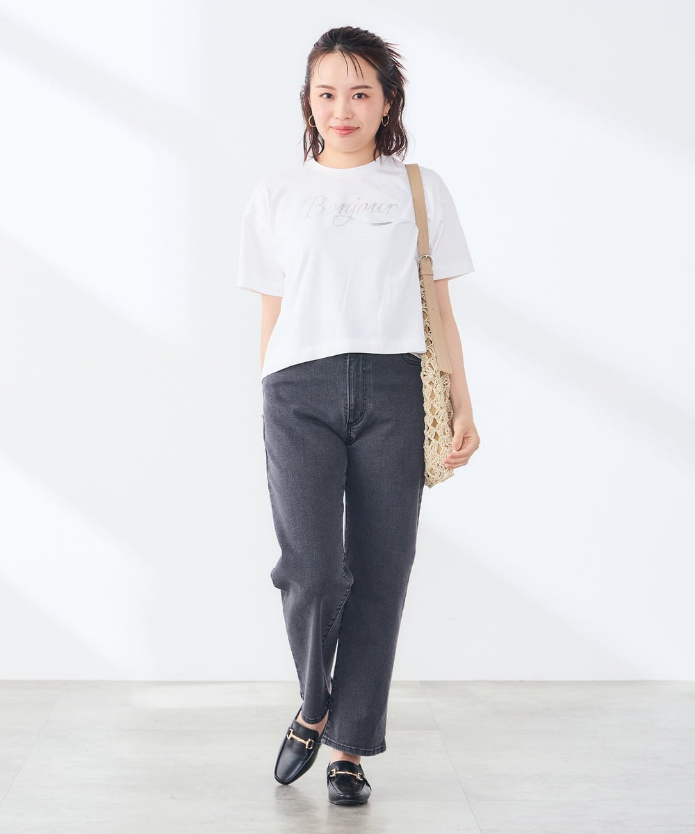 K3KID48035 a.v.v Elmi(アー・ヴェ・ヴェ) 【低身長サイズ/接触冷感】クロップドロゴTシャツ ホワイト