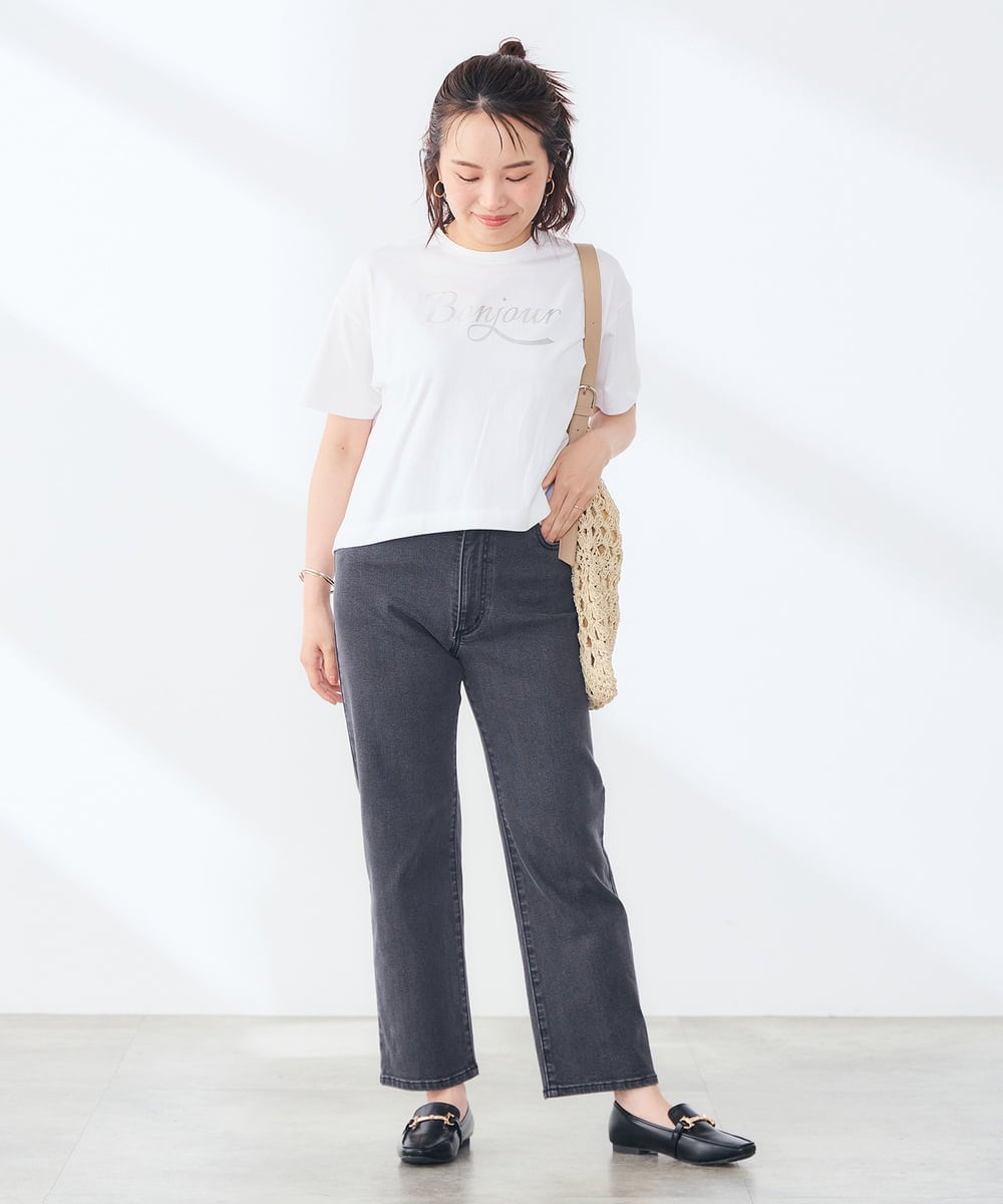K3KID48035 a.v.v Elmi(アー・ヴェ・ヴェ) 【低身長サイズ/接触冷感】クロップドロゴTシャツ ホワイト