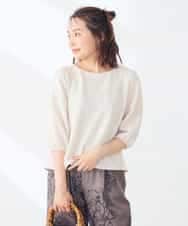 K3KJD24039 a.v.v Elmi(アー・ヴェ・ヴェ) 【低身長サイズ】ピンタックボーダーカットソー マスタード