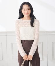 K3KKD04035 a.v.v Elmi(アー・ヴェ・ヴェ) 【低身長サイズ】ストレッチ レース トップス アイボリー