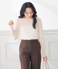 K3KKD04035 a.v.v Elmi(アー・ヴェ・ヴェ) 【低身長サイズ】ストレッチ レース トップス アイボリー