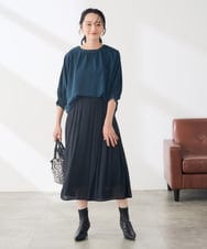 K3KKD23044 a.v.v Elmi(アー・ヴェ・ヴェ) 【低身長サイズ】ギャザーネック ドルマンスリーブ トップス グリーン