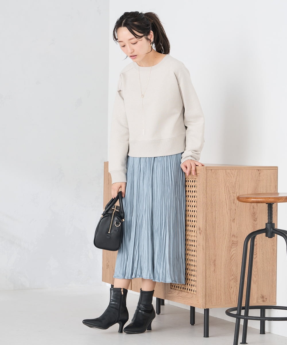 K3KLA41044 a.v.v Elmi(アー・ヴェ・ヴェ) 【低身長サイズ】ラメ裏起毛タックスリーブスウェット グレー