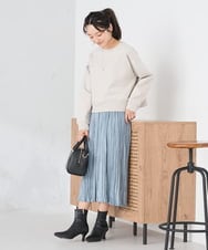 K3KLA41044 a.v.v Elmi(アー・ヴェ・ヴェ) 【低身長サイズ】ラメ裏起毛タックスリーブスウェット グレー