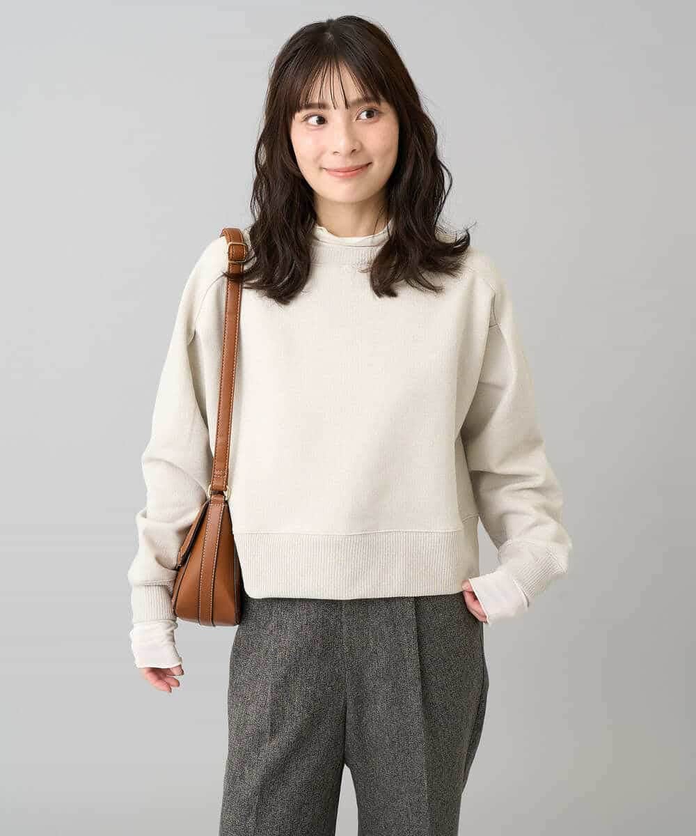 K3KLA41044 a.v.v Elmi(アー・ヴェ・ヴェ) 【低身長サイズ】ラメ裏起毛タックスリーブスウェット グレー