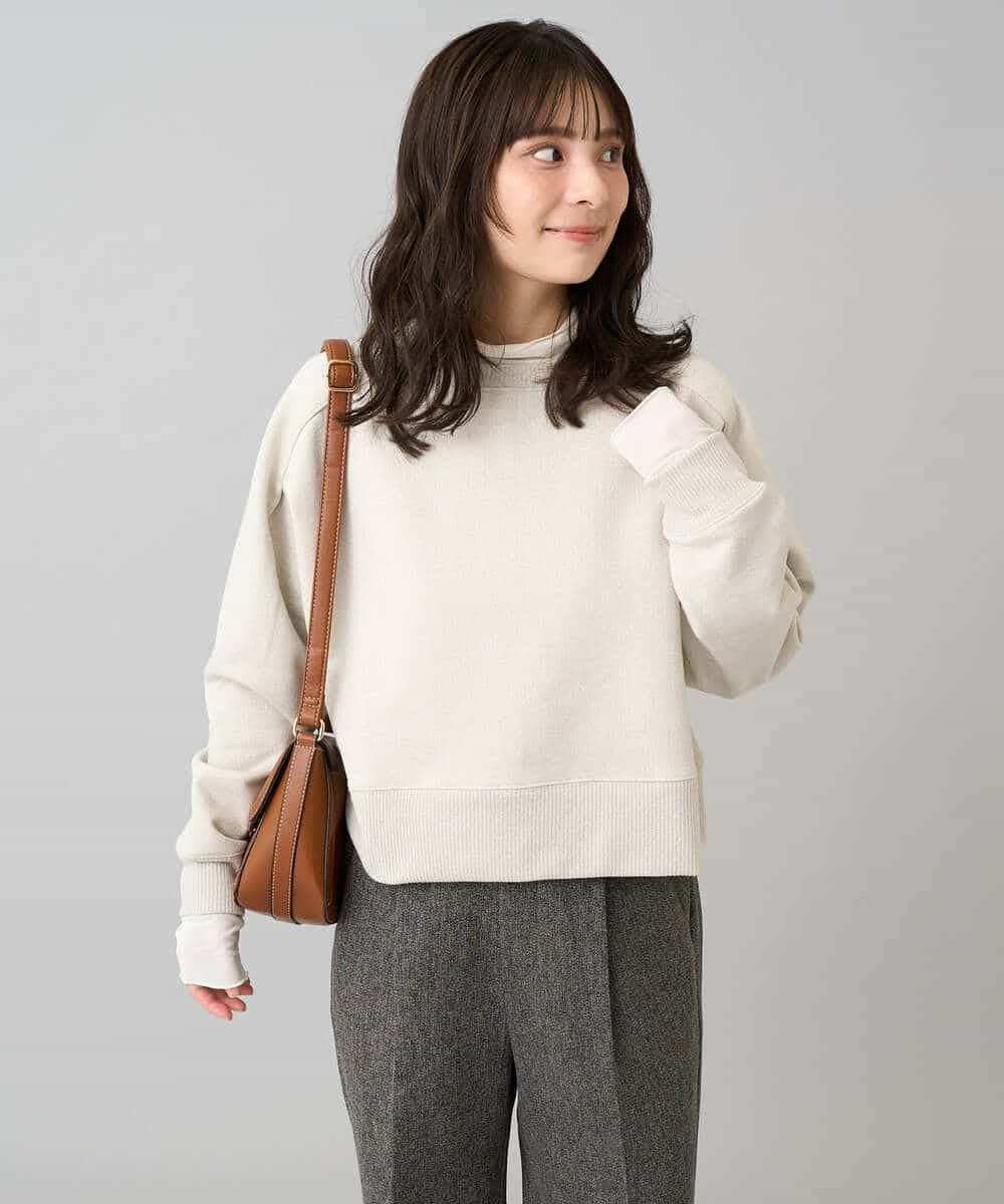 K3KLA41044 a.v.v Elmi(アー・ヴェ・ヴェ) 【低身長サイズ】ラメ裏起毛タックスリーブスウェット グレー