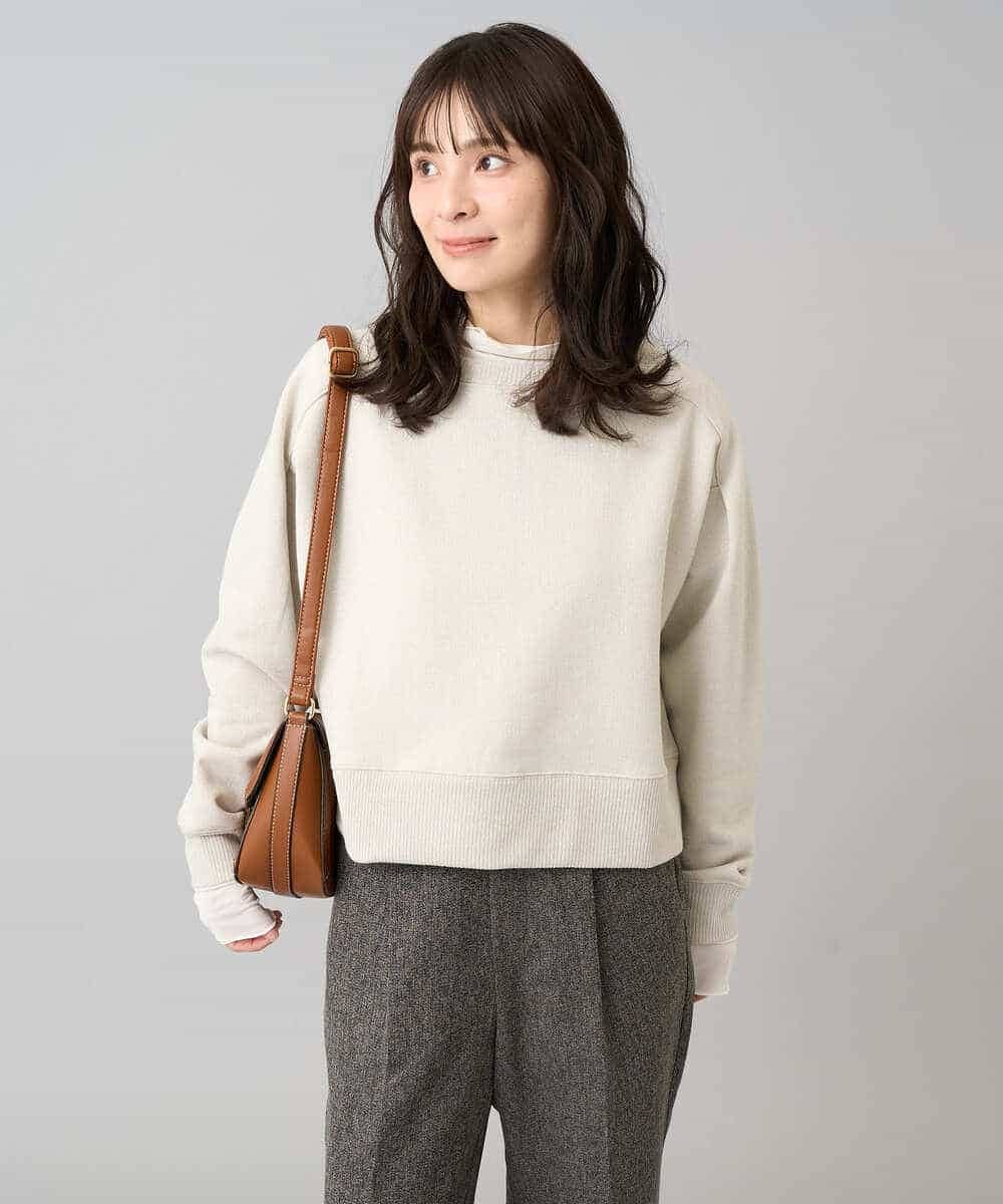 K3KLA41044 a.v.v Elmi(アー・ヴェ・ヴェ) 【低身長サイズ】ラメ裏起毛タックスリーブスウェット グレー