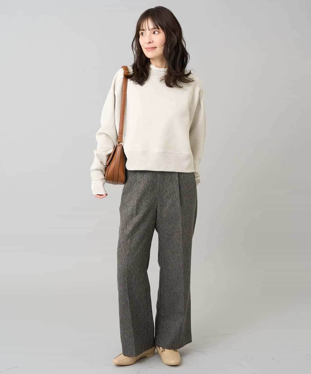 K3KLA41044 a.v.v Elmi(アー・ヴェ・ヴェ) 【低身長サイズ】ラメ裏起毛タックスリーブスウェット グレー