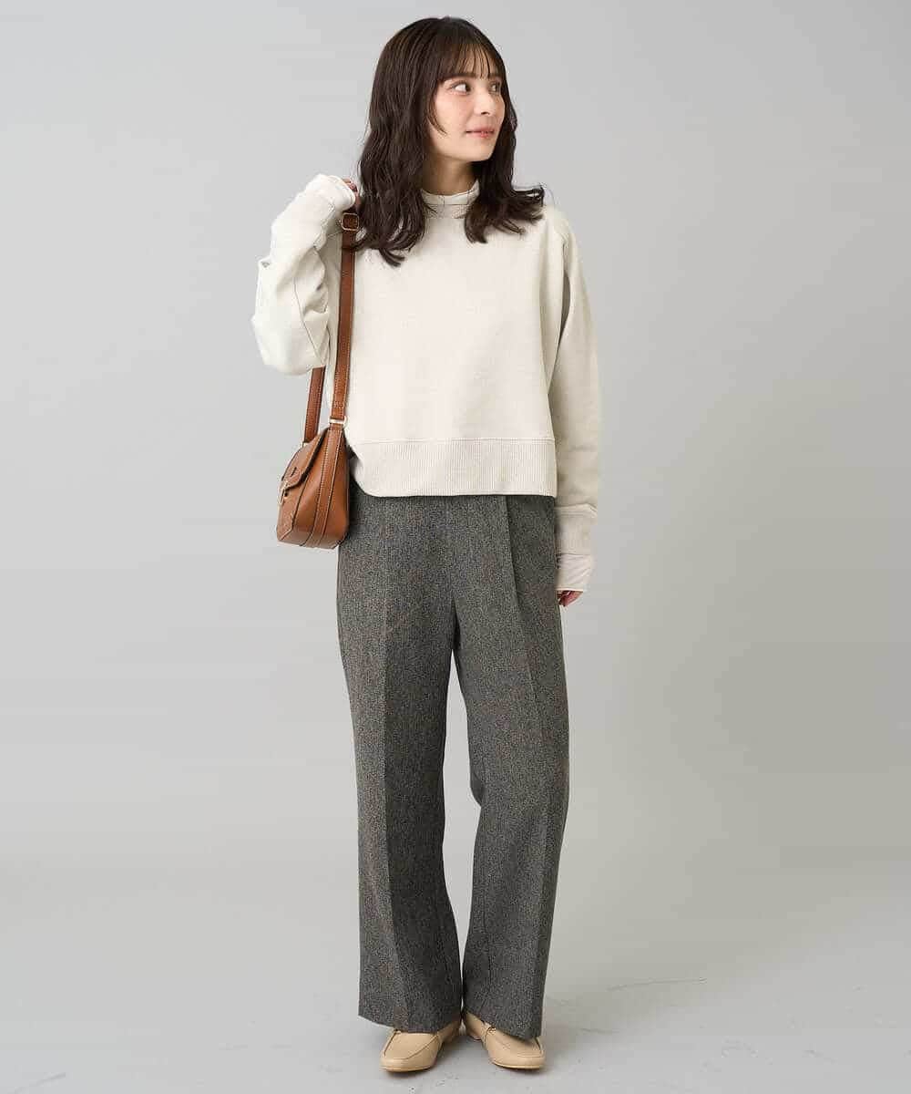 K3KLA41044 a.v.v Elmi(アー・ヴェ・ヴェ) 【低身長サイズ】ラメ裏起毛タックスリーブスウェット グレー