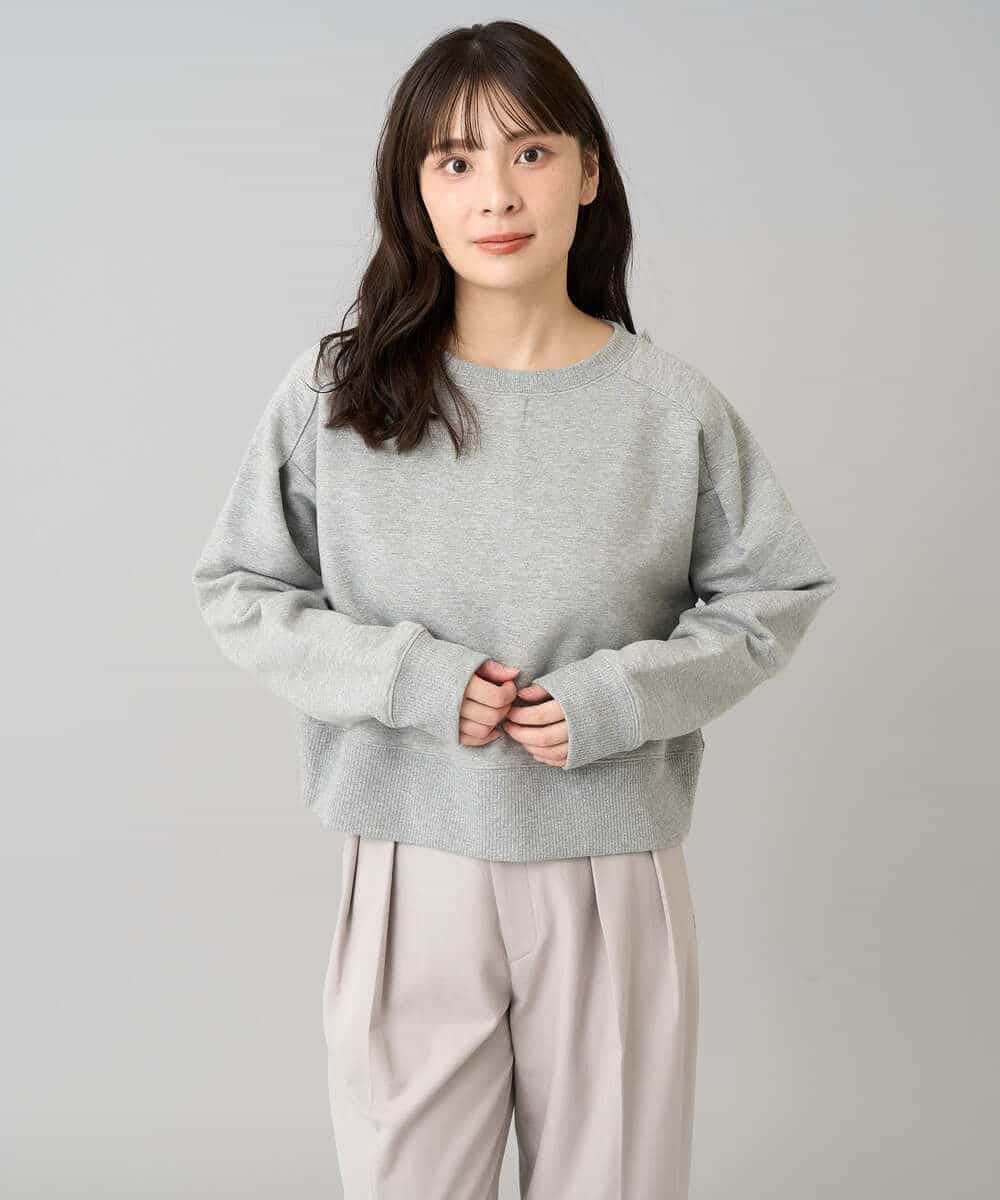 K3KLA41044 a.v.v Elmi(アー・ヴェ・ヴェ) 【低身長サイズ】ラメ裏起毛タックスリーブスウェット グレー