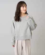 K3KLA41044 a.v.v Elmi(アー・ヴェ・ヴェ) 【低身長サイズ】ラメ裏起毛タックスリーブスウェット グレー