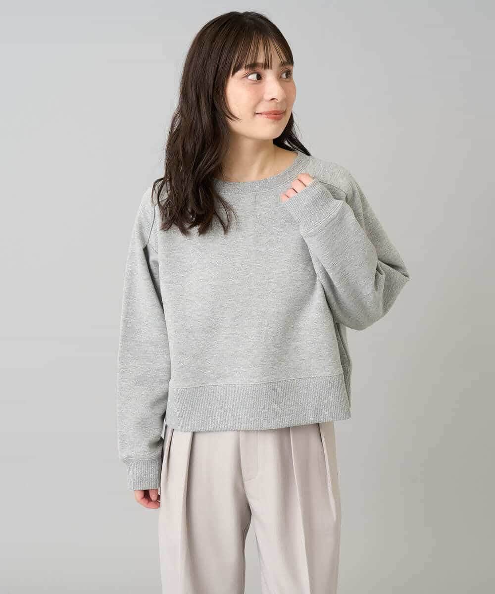 K3KLA41044 a.v.v Elmi(アー・ヴェ・ヴェ) 【低身長サイズ】ラメ裏起毛タックスリーブスウェット グレー