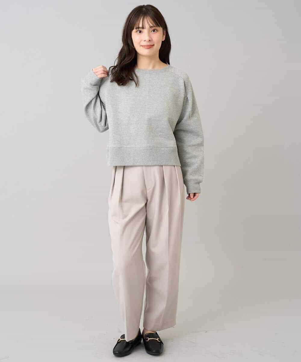 K3KLA41044 a.v.v Elmi(アー・ヴェ・ヴェ) 【低身長サイズ】ラメ裏起毛タックスリーブスウェット グレー