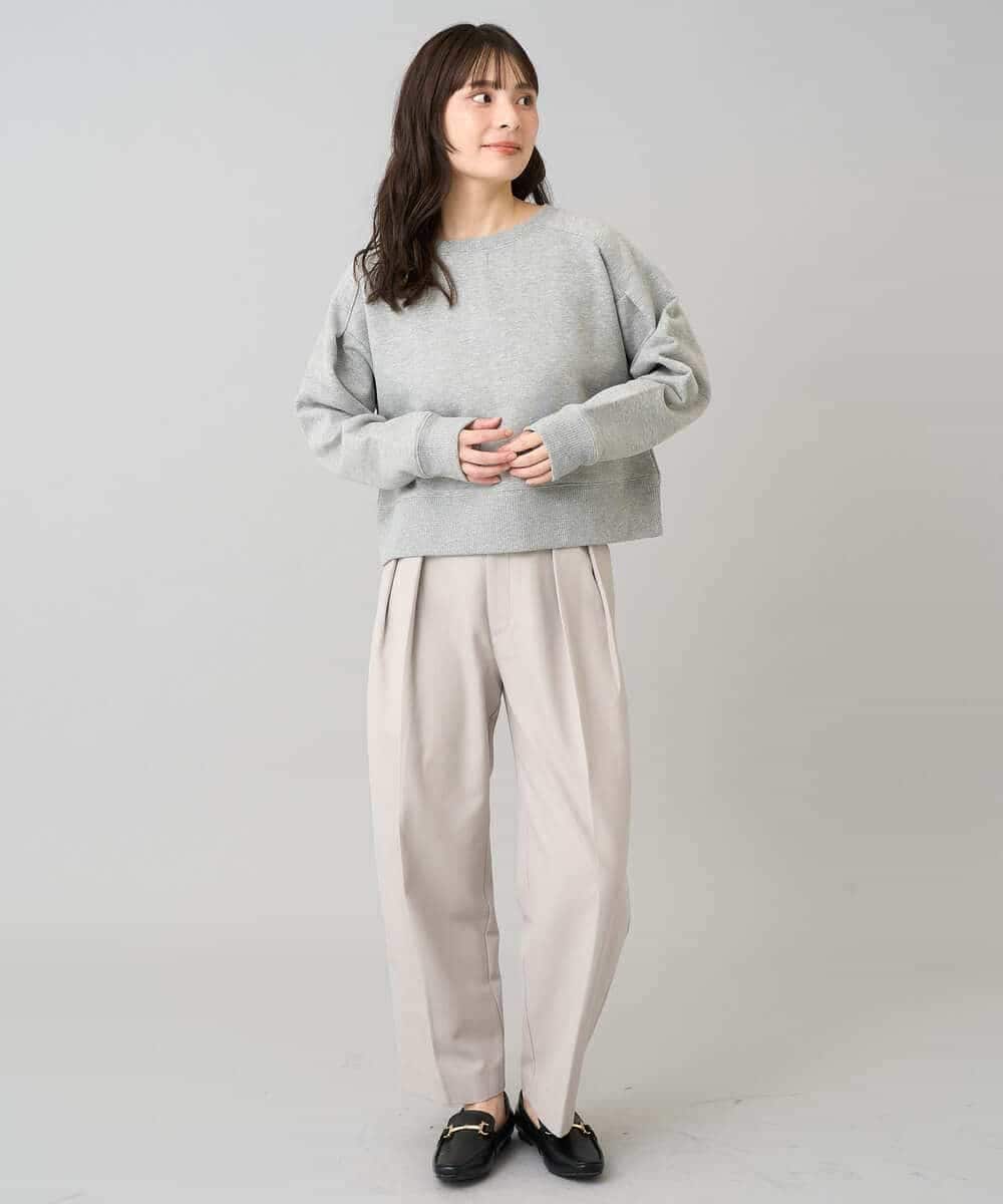 K3KLA41044 a.v.v Elmi(アー・ヴェ・ヴェ) 【低身長サイズ】ラメ裏起毛タックスリーブスウェット グレー